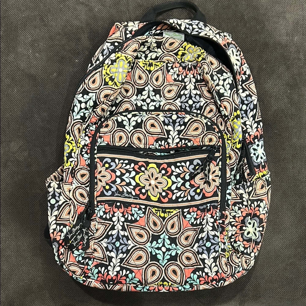 Vera Bradley Black and Yellow Backpack with Geometric Design
